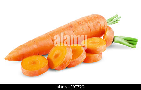 fresh carrots isolated on white background. Clipping Path Stock Photo