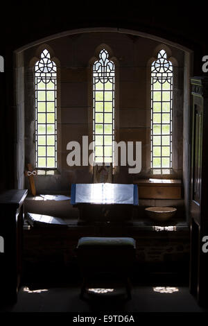 Windows inside Iona Abbey ancient monument on Isle of Iona in the Inner Hebrides and Western Isles, SCOTLAND Stock Photo