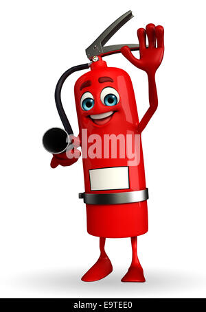 Cartoon Character of fire extinguisher with hello pose Stock Photo