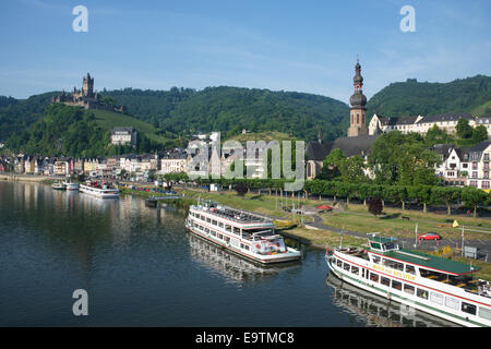 Panoramic view Cochem Moselle river Germany Stock Photo