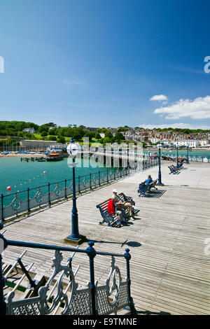 The restored Victorian pier on the Jurassic Coast in Swanage Dorset England UK Stock Photo