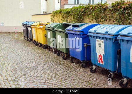 Recycling containers, Germany Stock Photo