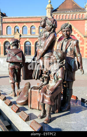 Frank Meisler's Kindertransport memorial statue in front of the Gdansk Railway station Stock Photo