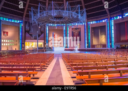 Interior of Metropolitan Cathedral of Christ the King, Mt Pleasant, Liverpool, Merseyside, UK Stock Photo