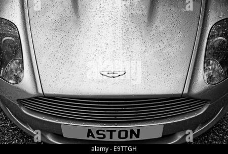 Aston Martin DB9 with water droplets in Monochrome Stock Photo