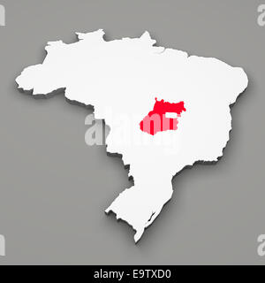 Goias state on map of Brazil on gray background Stock Photo