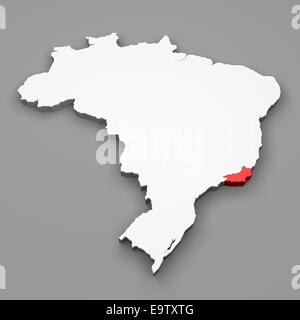 Rio de Janeiro state on map of Brazil on gray background Stock Photo