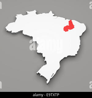 Piaui state on map of Brazil on gray background Stock Photo