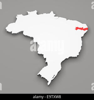 Pernambuco state on map of Brazil on gray background Stock Photo