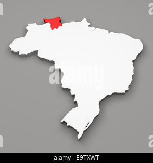 Roraima state on map of Brazil on gray background Stock Photo