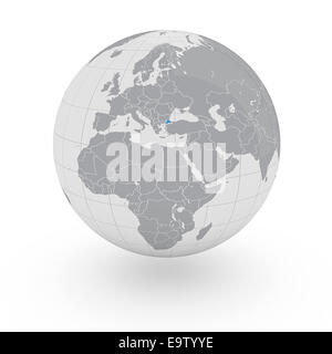 Turkey on globe isolated on white background Stock Photo
