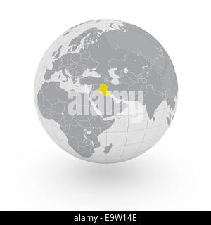 Iraq on globe isolated on white background Stock Photo