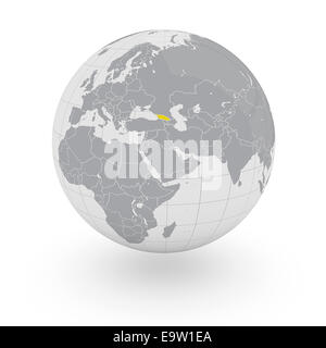 Armenia on globe isolated on white background Stock Photo