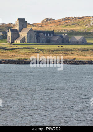 Scotland 2014. UK. 28/10/2014. Iona abbey as seen from Fionnphort, Isle of mull Stock Photo