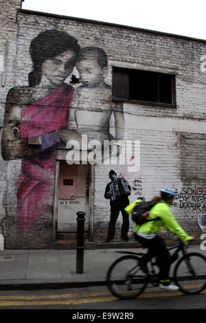 A large graffiti in the Shoreditch area of East London, England. Stock Photo