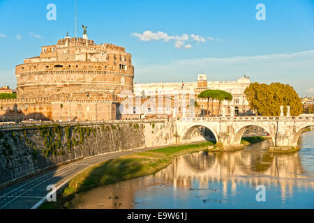 Castel Sant'angelo and Bernini's statue on the bridge, Rome, Italy. Stock Photo