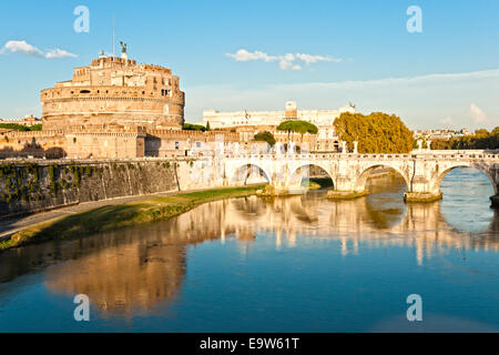 Castel Sant'angelo and Bernini's statue on the bridge, Rome, Italy. Stock Photo