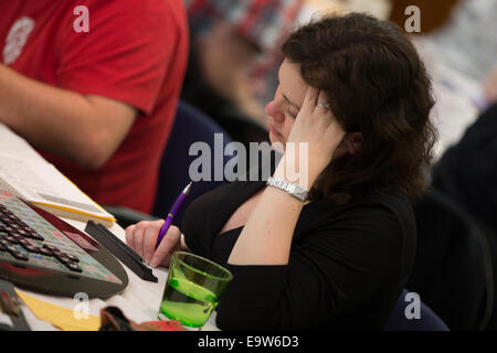 Holiday Inn, Milton Keynes, UK. 2nd Nov, 2014.The ABSP National Scrabble championship took place over the weekend of the 1st  and 2nd November. The Championship consisted of 17 rounds played over the weekend. Players from across the United Kingdom traveled to compete in the competition. Credit:  Chris Yates/Alamy Live News Stock Photo