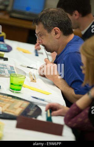 Holiday Inn, Milton Keynes, UK. 2nd Nov, 2014.The ABSP National Scrabble championship took place over the weekend of the 1st  and 2nd November. The Championship consisted of 17 rounds played over the weekend. Players from across the United Kingdom traveled to compete in the competition. Credit:  Chris Yates/Alamy Live News Stock Photo