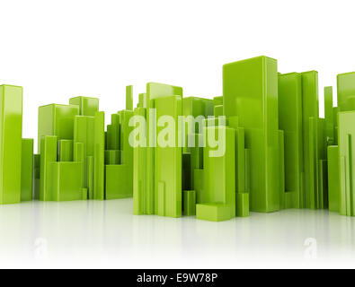 Abstract city green 3d cubes on white background Stock Photo