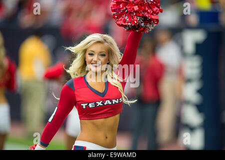 Houston, Texas, USA. 2nd Nov, 2014. A Houston Texans Cheerleader prior to an NFL game between the Houston Texans and the Philadelphia Eagles at NRG Stadium in Houston, TX on November 2nd, 2014. The Eagles won the game 31-21. Credit:  Trask Smith/ZUMA Wire/Alamy Live News Stock Photo