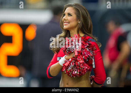 Houston, Texas, USA. 2nd Nov, 2014. A Houston Texans Cheerleader stands for the national anthem prior to an NFL game between the Houston Texans and the Philadelphia Eagles at NRG Stadium in Houston, TX on November 2nd, 2014. The Eagles won the game 31-21. Credit:  Trask Smith/ZUMA Wire/Alamy Live News Stock Photo