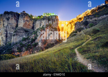 Ronda, Spain at Puente Nuevo Bridge. Stock Photo