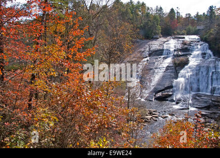 High Falls in DuPont State Forest in autumn, southern Appalachian Mountains, North Carolina. Stock Photo