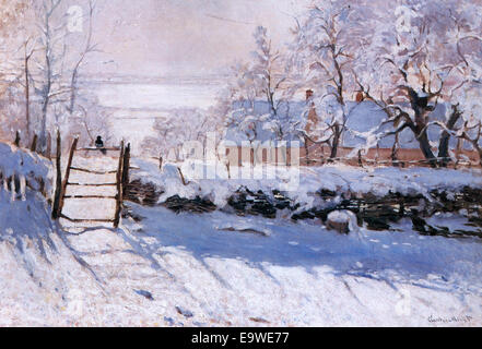 The Magpie, 1868–1869, one of Monet's early attempts at capturing the effect of snow on the landscape. Stock Photo