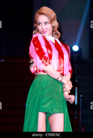 Jolin Tsai attends the premiere conference for her new album's theme song MV in Taipei, Taiwan, China on 01th November, 2014. Stock Photo