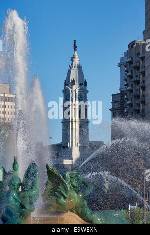 Swann Fountain in Logan's Circle, Philadelphia, Pennsylvania Stock Photo