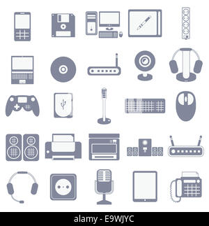 vector icon set of computer media gadgets and devices - isolated collection on white background Stock Photo