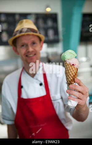 Valdis Ice cream shop by the old harbor in Reykjavik, Iceland. Stock Photo