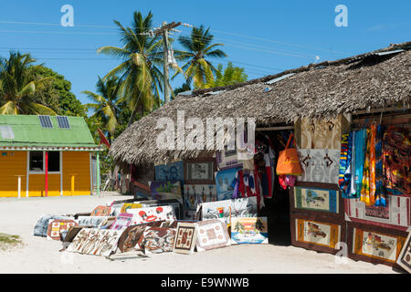 Dominikanische Republik, Osten, Bayahibe, Parque Nacional del Este, Insel Saona, Inseldorf Mano Juan Stock Photo