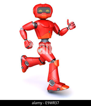 Running computer cartoon character Stock Photo - Alamy