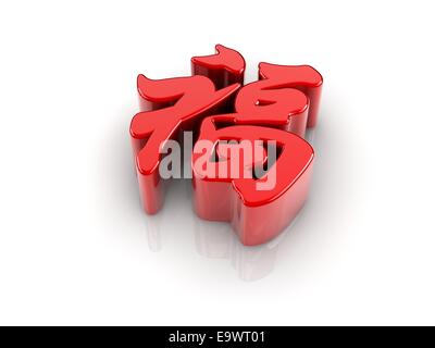 red Chinese character Fu which means good luck, blessing, is often used as decoration at Chinese new year. Stock Photo