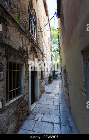Typical narrow residential streets and lanes in the Diocletian's Palace, Old Town Split, Croatia Stock Photo