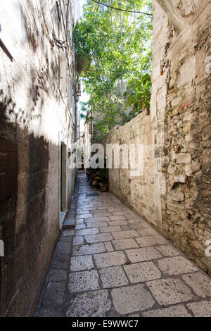 Typical narrow residential streets and lanes in the Diocletian's Palace, Old Town Split, Croatia Stock Photo