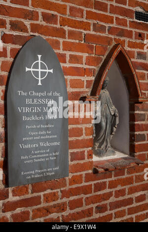 Notice to the Chapel of the Blessed Virgin Mary at Bucklers Hard Stock Photo
