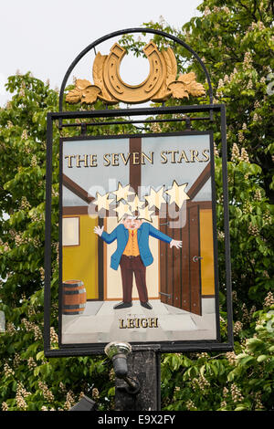 The Seven Stars pub sign in Leigh in Surrey, UK Stock Photo