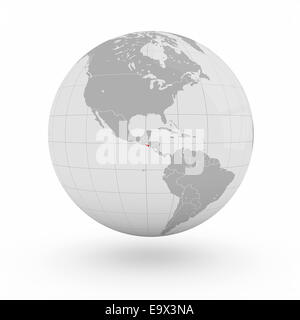 El Salvador on globe isolated on white background Stock Photo