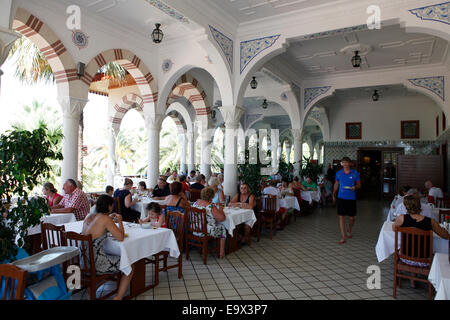 Restaurant terrace of the Ali Bey Club Manavgat Hotel & Resort, Antalya,Tuerkei, Stock Photo