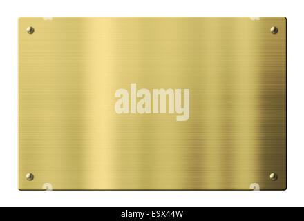 Brass or gold metal plate isolated with clipping path included Stock Photo