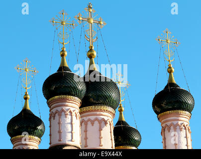 Domes of St. Sophia Cathedral in Moscow on a background of blue sky Stock Photo