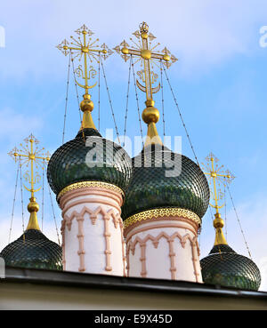 Domes of St. Sophia Cathedral in Moscow on a background of blue sky Stock Photo