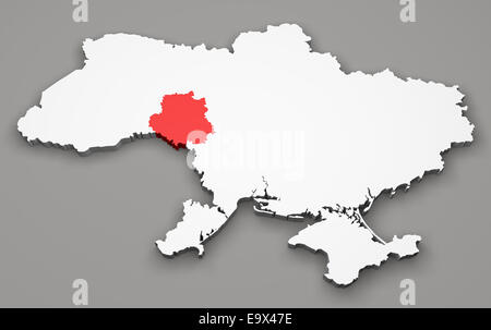 Map of Ukraine, division regions, Vinnytsia Stock Photo