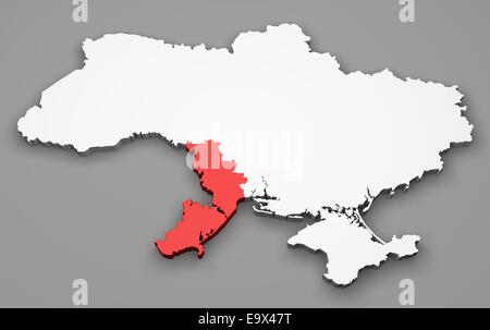 Map of Ukraine, division regions, Odessa Stock Photo