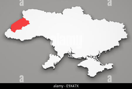 Map of Ukraine, division regions, Lviv Stock Photo