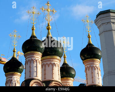 Domes of St. Sophia Cathedral in Moscow on a background of blue sky Stock Photo