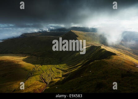 Clouds Clearing over Cribyn. Brecon Beacons National Park. Powys. Wales. UK. Stock Photo